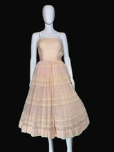 Load image into Gallery viewer, 1950's Baby Pink Fit and Flare Party/Prom Dress - SIze XS
