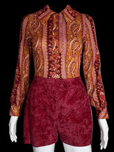 Load image into Gallery viewer, 1960's Mod Crushed Velvet Romper and Jacket Set - Size S