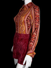 Load image into Gallery viewer, 1960's Mod Crushed Velvet Romper and Jacket Set - Size S