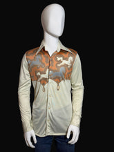 Load image into Gallery viewer, 1970's GENO Polyester Horse Disco Shirt - Size M