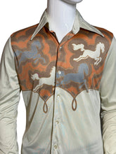 Load image into Gallery viewer, 1970's GENO Polyester Horse Disco Shirt - Size M