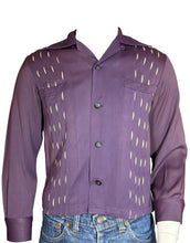 Load image into Gallery viewer, Purple shirt with cut-out design on a mannequin against a neutral background