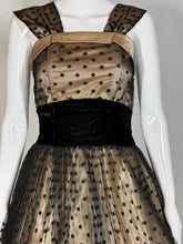 Load image into Gallery viewer, 1950's Polka dot Tulle & Velvet Party Dress - Size XS