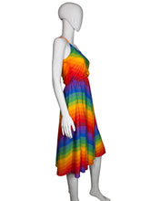 Load image into Gallery viewer, Mannequin wearing a colorful rainbow dress against a plain background