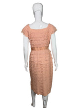 Load image into Gallery viewer, Peach lace dress on a mannequin against a plain background