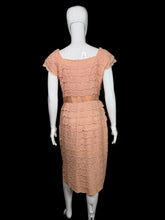 Load image into Gallery viewer, Peach lace dress on a mannequin against a plain background