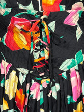 Load image into Gallery viewer, Colorful floral dress with black background