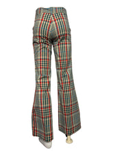 Load image into Gallery viewer, Plaid bell-bottom pants on mannequin against a plain background