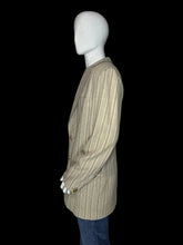Load image into Gallery viewer, A beige and brown vertically striped Pucci suit jacket shown on a white mannequin