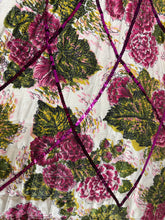 Load image into Gallery viewer, 1950s Quilted Sequined Floral Print Circle Skirt – Size L