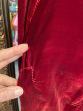 Load image into Gallery viewer, 1920's Red Wine Velvet and Lace Detail Dress Size S/M