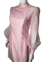 Load image into Gallery viewer, 1960's Pink Cocktail Dress with Accordion Pleated Sleeves SizeS