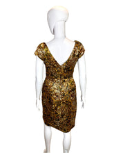 Load image into Gallery viewer, 1950's Gold Lame' Cocktail Wiggle Dress Size S