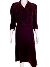 Load image into Gallery viewer, 1930's Burgundy Velvet Evening Dress Size M/L