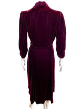 Load image into Gallery viewer, 1930's Burgundy Velvet Evening Dress Size M/L