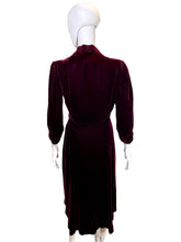 Load image into Gallery viewer, 1930's Burgundy Velvet Evening Dress Size M/L