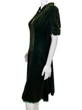 Load image into Gallery viewer, 1930's Emerald Green Velvet Dress Size M