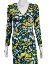 Load image into Gallery viewer, 1970's Green and Yellow Floral Wrap Gown Size XS