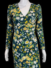 Load image into Gallery viewer, 1970s Teal & Yellow Floral Wrap Gown – Size XS