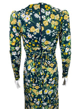 Load image into Gallery viewer, 1970's Green and Yellow Floral Wrap Gown Size XS