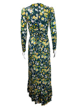 Load image into Gallery viewer, 1970's Green and Yellow Floral Wrap Gown Size XS