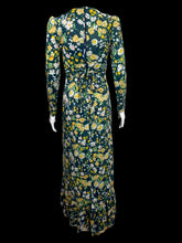 Load image into Gallery viewer, 1970s Teal & Yellow Floral Wrap Gown – Size XS