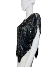 Load image into Gallery viewer, Black sequined evening wrap on a mannequin against a neutral background