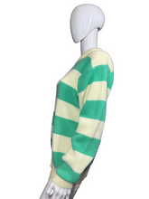 Load image into Gallery viewer, 1980's Aqua and Green Striped Slouchy Sweater - Size L