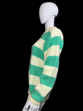 Load image into Gallery viewer, 1980's Aqua and Green Striped Slouchy Sweater - Size L