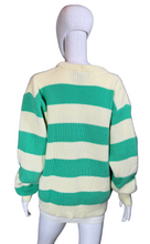 Load image into Gallery viewer, Mannequin wearing a green and white striped sweater against a plain background
