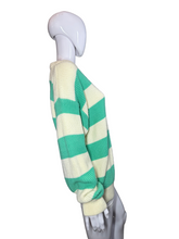 Load image into Gallery viewer, 1980's Aqua and Green Striped Slouchy Sweater - Size L