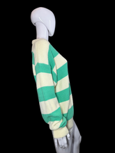 Load image into Gallery viewer, 1980's Aqua and Green Striped Slouchy Sweater - Size L