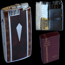 Load image into Gallery viewer, 1940’s Chrome & Tortoiseshell Ronson Pal Lighter and Cigarette Case in Original Box with Extra Flints