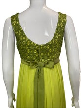 Load image into Gallery viewer, 1960's Two Tone Green Chiffon Gown Size S