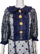 Load image into Gallery viewer, 1930's Navy Embroidered Tulle Dress Size M