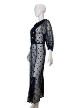 Load image into Gallery viewer, 1930's Navy Embroidered Tulle Dress Size M