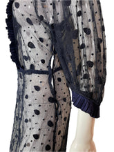 Load image into Gallery viewer, 1930's Navy Embroidered Tulle Dress Size M