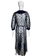 Load image into Gallery viewer, 1930's Navy Embroidered Tulle Dress Size M