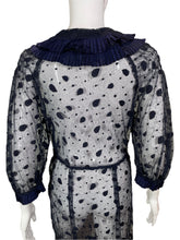 Load image into Gallery viewer, 1930's Navy Embroidered Tulle Dress Size M