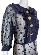 Load image into Gallery viewer, 1930's Navy Embroidered Tulle Dress Size M