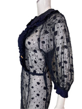 Load image into Gallery viewer, 1930's Navy Embroidered Tulle Dress Size M