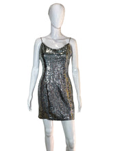 Load image into Gallery viewer, 1990's Slinky Silver Sequin Disco Ball Dress Size S