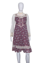 Load image into Gallery viewer, 1970's Purple Floral Hippie Prairie Dress - Size S