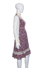 Load image into Gallery viewer, 1970's Purple Floral Hippie Prairie Dress - Size S
