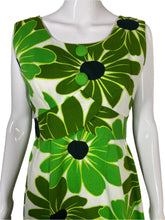 Load image into Gallery viewer, 1960's Green Daisy Day Dress Size M