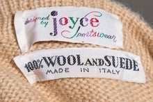 Load image into Gallery viewer, 1970's Tan Italian Wool & Suede Cardigan - Size S/M