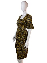 Load image into Gallery viewer, 1960's Navy and Yellow Floral Dress Size S