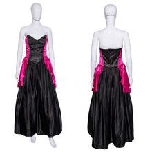 Load image into Gallery viewer, 1980's Pink and Black Strapless Satin Gunne Sax Gown - Size M