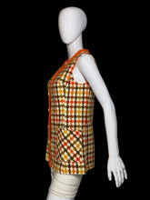 Load image into Gallery viewer, 1960s Orange Green and Yellow Houndstooth Vest – Size M