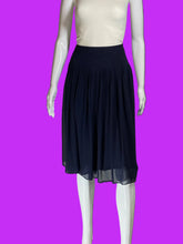 Load image into Gallery viewer, 2000s Lauren Ralph Lauren Navy Pleated Silk Chiffon Midi Skirt – Size XXL